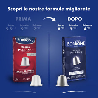 Caffè Borbone 100 Capsule in Alluminio COMPATIBILI con macchine Nespresso miscela Magica Palermo