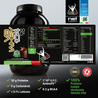 NET VB WHEY 104 9.8® Proteine Isolate Idrolizzate (OPTIPEP® 90 PRO), Con Aggiunta di Fermenti Lattici,  Enzimi digestivi, Minerali  Alcalinizzanti,  Ricca di BCAA e Peptid. Barattolo 900 gr