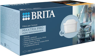 BRITA MAXTRA PRO ALL-IN-1 Per Caraffa Filtrante Acqua, Confezione 6 Filtri MAXTRA PRO ALL-IN-1, Riduce Cloro, Calcare e Impurità