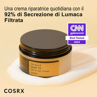 COSRX Advanced Snail 92 Crema TUTTO IN UNO, Secrezione idratante della Mucina di Lumaca Filtrata al 92% Idratante Viso A Lunga Durata, Idratazione Profonda e Intensa, 100 g