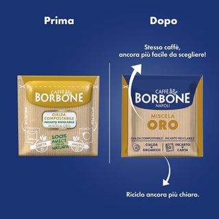Caffè Borbone 150 Cialde Ese 44 mm Miscela Oro, Cialda Compostabile, Incarto Riciclabile