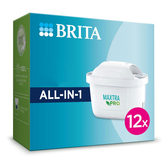 BRITA MAXTRA PRO All-in-1  Riduce cloro, calcare e PFAS. Compatibile Con Caraffa Filtrante BRITA. Confezione 12 Filtri