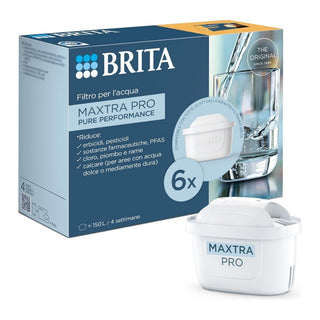 BRITA MAXTRA PRO ALL-IN-1 Per Caraffa Filtrante Acqua, Confezione 6 Filtri MAXTRA PRO ALL-IN-1, Riduce Cloro, Calcare e Impurità