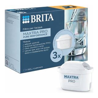 BRITA MAXTRA PRO ALL IN 1 Per Caraffa Filtrante Acqua, Confezione 3 Filtri Riduce Cloro, Calcare e Impurità