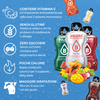 Bolero Sticks 48 Bustine MIX 3g, Bevanda Istantanea Zero Zuccheri e Poche Calorie