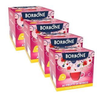 Caffè Borbone Tisana Ai Frutti di Bosco 72 Cialde Compostabili (4 Astucci da 18 Cialde)