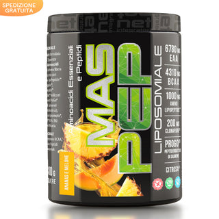NET MAS PEP LIPOSOMIALE Pre-Intra e Post Workout con EAA Amminoacidi Essenziali e BCAA, Massimizza la Sintesi Proteica, la Crescita e il Recupero Muscolare