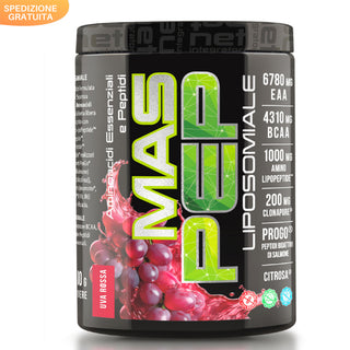 NET MAS PEP LIPOSOMIALE Pre-Intra e Post Workout con EAA Amminoacidi Essenziali e BCAA, Massimizza la Sintesi Proteica, la Crescita e il Recupero Muscolare