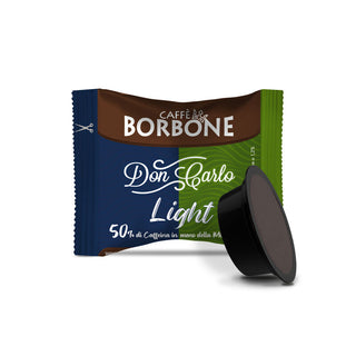 Caffè Borbone 100 capsule Borbone Don Carlo LIGHT miscela 50% Blu, 50% Dek , Compatibili con Lavazza a Modo Mio