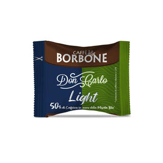 Caffè Borbone 100 capsule Borbone Don Carlo LIGHT miscela 50% Blu, 50% Dek , Compatibili con Lavazza a Modo Mio