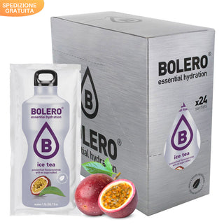 Bolero 24 Bustine 9g , Bevanda Istantanea Solubile, Zero Zuccheri, Vitamina C, Ice Tea Passionfruit (Tè al Frutto della Passione)