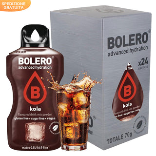 Bolero Sticks 24 Bustine 3g, Bevanda Istantanea Zero Zuccheri e Poche Calorie, Kola - Cola