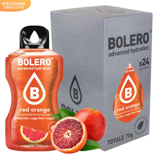 Bolero Sticks 24 Bustine 3g, Bevanda Istantanea Zero Zuccheri e Poche Calorie, Red Orange - Arancia Rossa