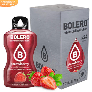 Bolero Sticks 24 Bustine 3g, Bevanda Istantanea Zero Zuccheri e Poche Calorie, Strawberry - Fragola