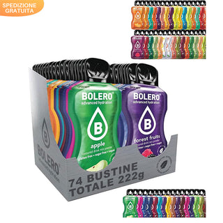 Bolero Sticks 74 Bustine MIX 3g, Bevanda Istantanea Zero Zuccheri e Poche Calorie