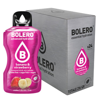 Bolero 24 Bustine 9g , Bevanda Istantanea Solubile, Zero Zuccheri, Vitamina C, Banana & Strawberry (Banana e Fragola)