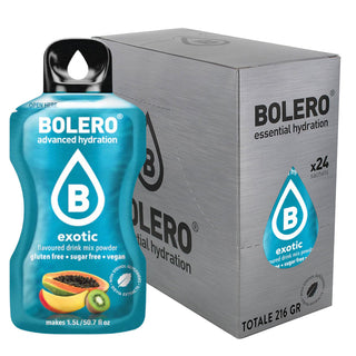 Bolero 24 Bustine 9g , Bevanda Istantanea Solubile, Zero Zuccheri, Vitamina C, Exotic (Esotico)