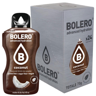 Bolero Sticks 24 Bustine 3g, Bevanda Istantanea Zero Zuccheri e Poche Calorie, Coconut (Cocco)
