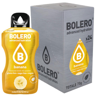 Bolero Sticks 24 Bustine 3g, Bevanda Istantanea Zero Zuccheri e Poche Calorie, Banana
