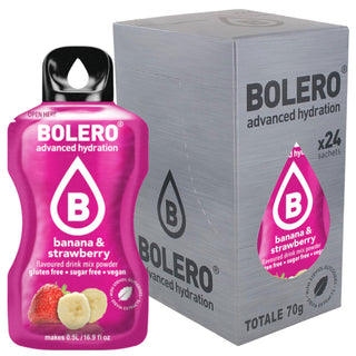 Bolero Sticks 24 Bustine 3g, Bevanda Istantanea Zero Zuccheri e Poche Calorie, Banana & Strawberry (Banana e Fragola)