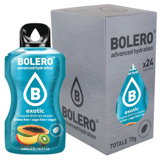 Bolero Sticks 24 Bustine 3g, Bevanda Istantanea Zero Zuccheri e Poche Calorie, Exotic (Esotico)