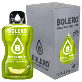 Bolero Sticks 24 Bustine 3g, Bevanda Istantanea Zero Zuccheri e Poche Calorie, Honey Melon (Melone Dolce)