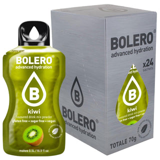 Bolero Sticks 24 Bustine 3g, Bevanda Istantanea Zero Zuccheri e Poche Calorie, Kiwi