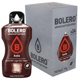 Bolero Sticks 24 Bustine 3g, Bevanda Istantanea Zero Zuccheri e Poche Calorie, Kola - Cola