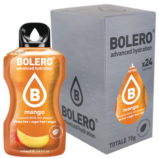 Bolero Sticks 24 Bustine 3g, Bevanda Istantanea Zero Zuccheri e Poche Calorie, Mango