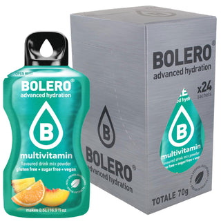 Bolero Sticks 24 Bustine 3g, Bevanda Istantanea Zero Zuccheri e Poche Calorie, Multivitamin (Multivitaminico)