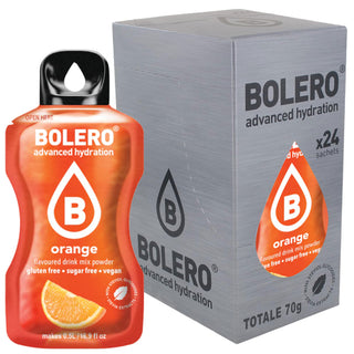 Bolero Sticks 24 Bustine 3g, Bevanda Istantanea Zero Zuccheri e Poche Calorie, Orange (Arancia)
