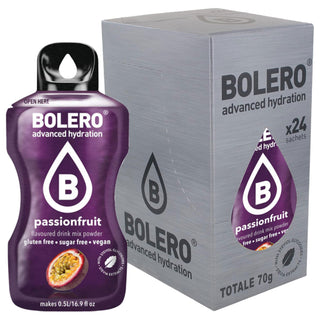 Bolero Sticks 24 Bustine 3g, Bevanda Istantanea Zero Zuccheri e Poche Calorie, Passionfruit (Frutto della Passione)