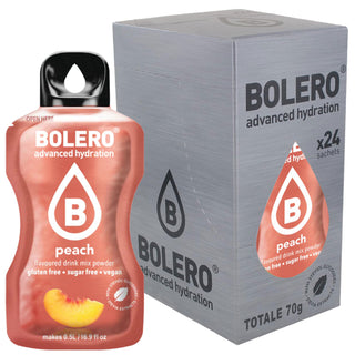Bolero Sticks 24 Bustine 3g, Bevanda Istantanea Zero Zuccheri e Poche Calorie, Peach (Pesca)