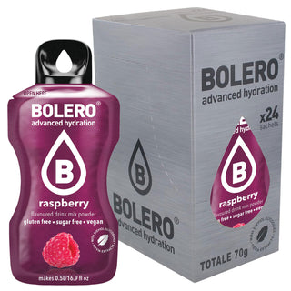 Bolero Sticks 24 Bustine 3g, Bevanda Istantanea Zero Zuccheri e Poche Calorie, Raspberry (Lampone)
