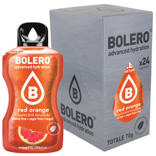 Bolero Sticks 24 Bustine 3g, Bevanda Istantanea Zero Zuccheri e Poche Calorie, Red Orange - Arancia Rossa