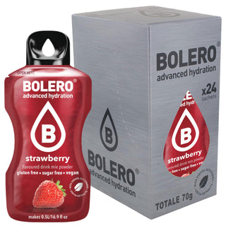 Bolero Sticks 24 Bustine 3g, Bevanda Istantanea Zero Zuccheri e Poche Calorie, Strawberry - Fragola
