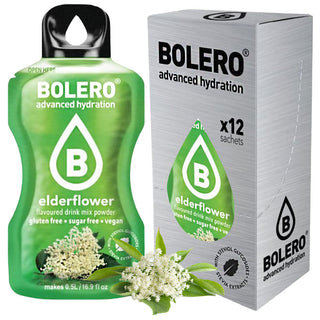 Bolero Sticks 12 Bustine 3g, Bevanda Istantanea Zero Zuccheri e Poche Calorie, Elderflower - Fiori di Sambuco