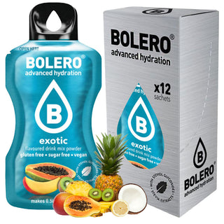 Bolero Sticks 12 Bustine 3g, Bevanda Istantanea Zero Zuccheri e Poche Calorie, Exotic - Frutti Esotici