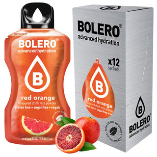 Bolero Sticks 12 Bustine 3g, Bevanda Istantanea Zero Zuccheri e Poche Calorie, Red Orange - Arancia Rossa