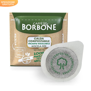 Caffè Borbone 150 Cialde Ese 44 mm Dek Borbone, Cialda Compostabile, Incarto Riciclabile