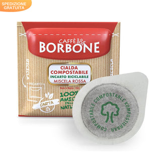 Caffè Borbone 150 Cialde Ese 44 mm Rosse Borbone, Cialda Compostabile, Incarto Riciclabile