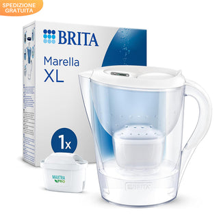 BRITA Caraffa filtrante Marella bianca (3.5L) Con 1 filtro MAXTRA PRO All-in-1 Con Memo digitale e coperchio ribaltabile