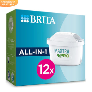 BRITA MAXTRA PRO All-in-1  Riduce cloro, calcare e PFAS. Compatibile Con Caraffa Filtrante BRITA. Confezione 12 Filtri