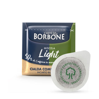 Caffè Borbone 150 Cialde Ese 44 mm Light Miscela 50% Blu, 50% Dek, Borbone Cialda Compostabile, Incarto Riciclabile