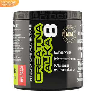 NET Integratori CREATINA ALKA 8 Creatina Monoidrata Micronizzata Clonapure,  Pre E Post Workout, Rapida Produzione Energetica, Contrasta la Fatica e Massimizza la Crescita Muscolare