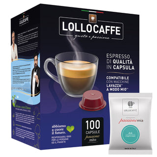 Lollo Caffè Box 100 Capsule Compatibili Macchine LAVAZZA A MODO MIO, Miscela DECAFFEINATO