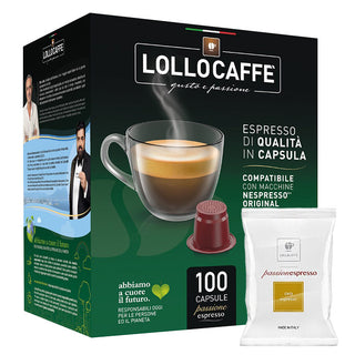 Lollo Caffè Box 100 Capsule Compatibili Macchine NESPRESSO, Miscela ORO