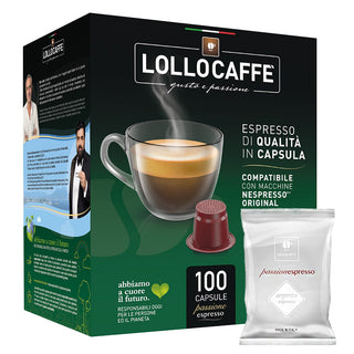 Lollo Caffè Box 100 CompatibilCapsule i Macchine NESPRESSO, Miscela ARGENTO