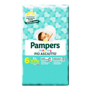 Pampers Baby Dry Più Asciutto, Pannolini Taglia 6, 15-30 Kg. Confezione 14 Pannolini