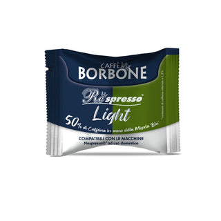 Caffè Borbone 100 Capsule Caffè Miscela LIGHT miscela 50% Blu, 50% Dek, Compatibili NESPRESSO